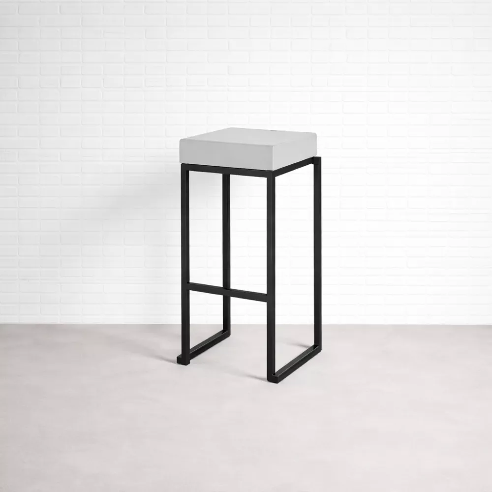 Black Cubic Bar Stool White Top