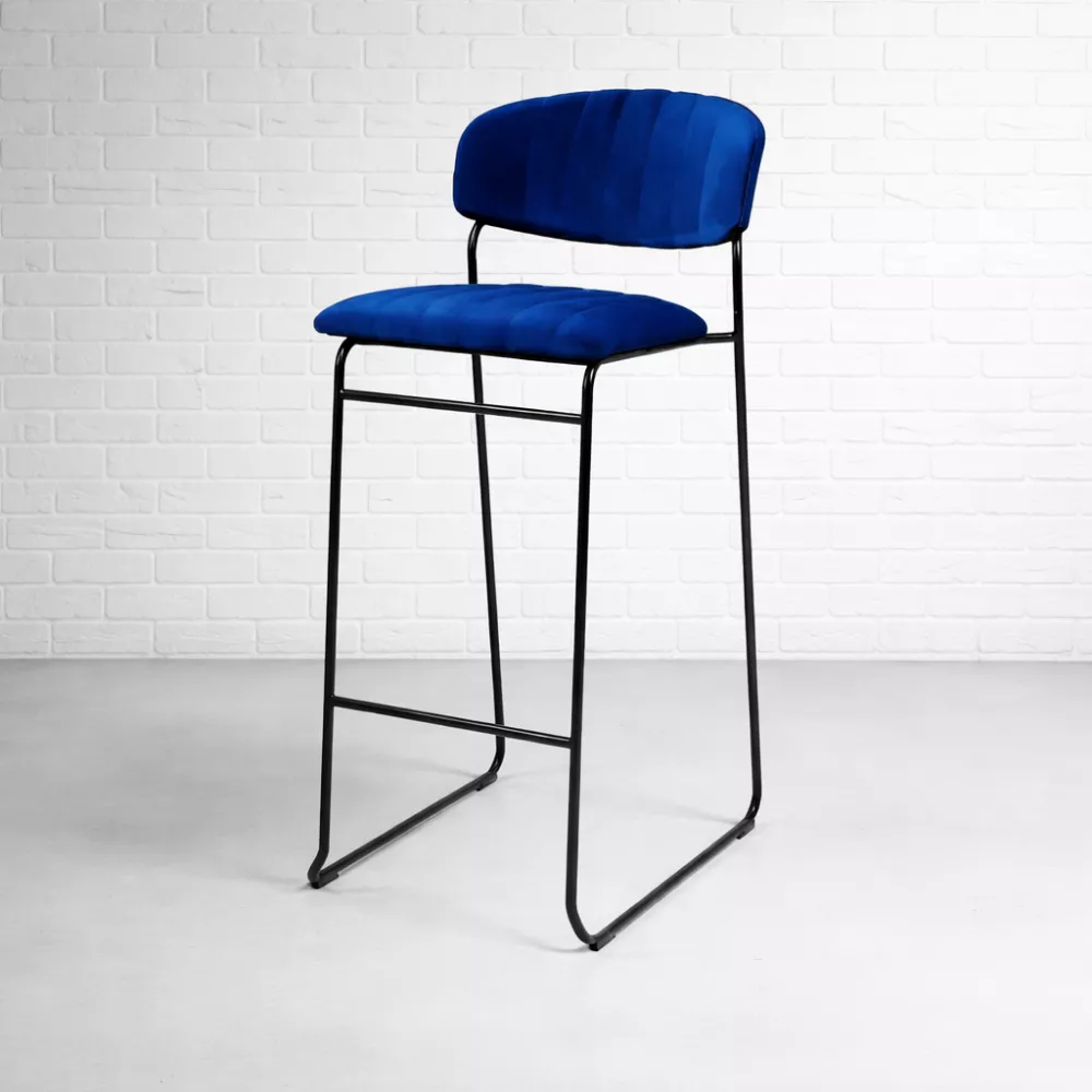 Blue Velvet Cushion Stool Hire