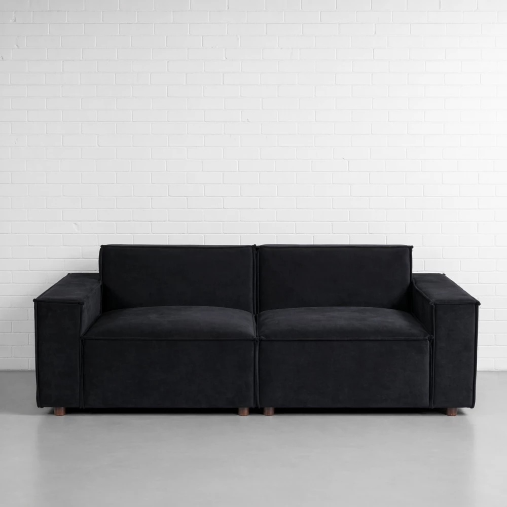 Two Seater Black Modular Sofa Hire F