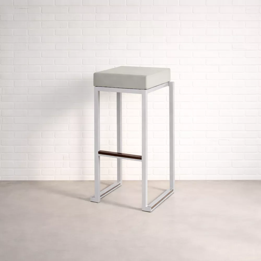 White Cubic Bar Stool White Top