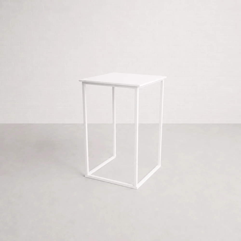 White Cubic Posuer Table Hire Fff