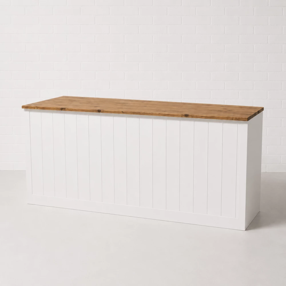 White Panel Serving Table Hire Fff