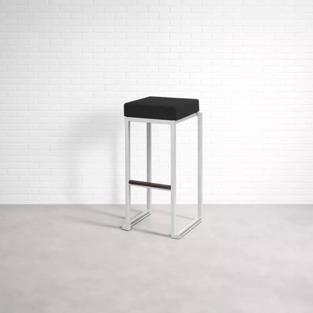 Whitecubicbar Stool Black Top