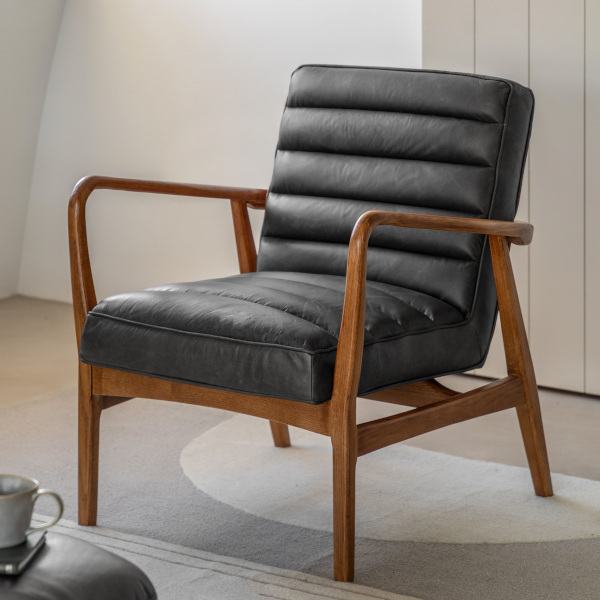 black broadway leather armchair hire