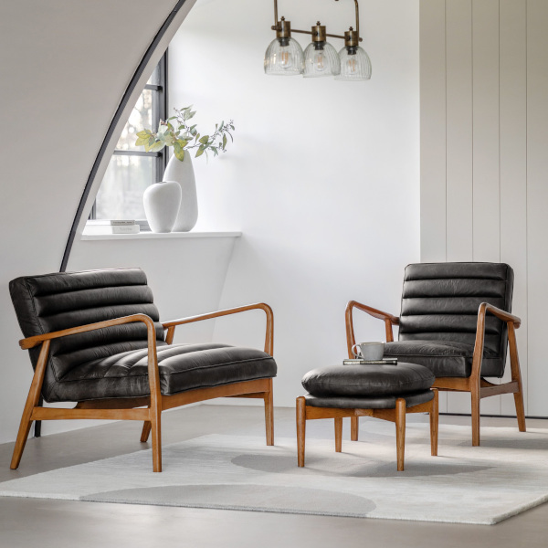 black broadway leather armchair hire2