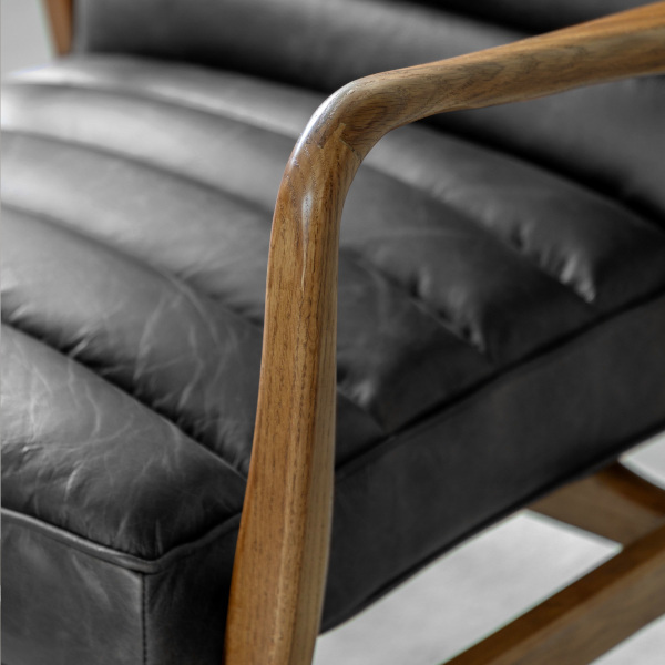 black broadway leather armchair hire3