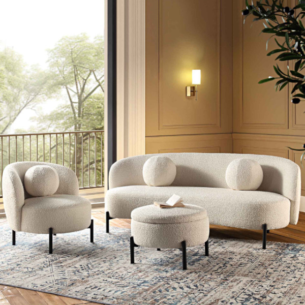 boucle curve armchair hire1
