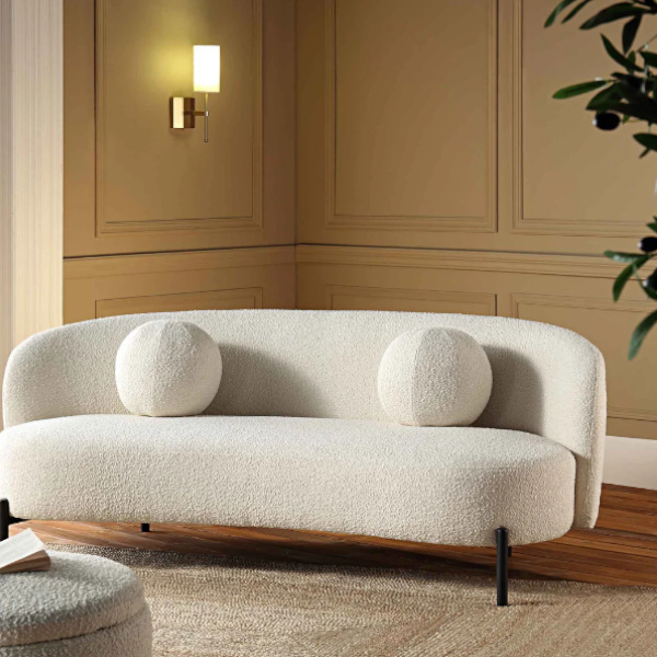 boucle curve sofa hire