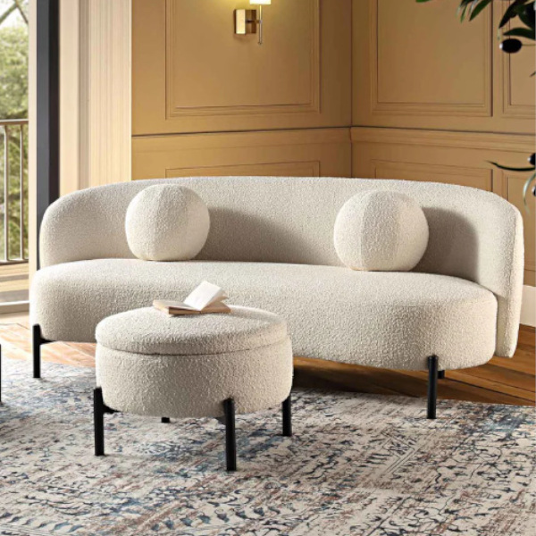 boucle curve sofa hire3