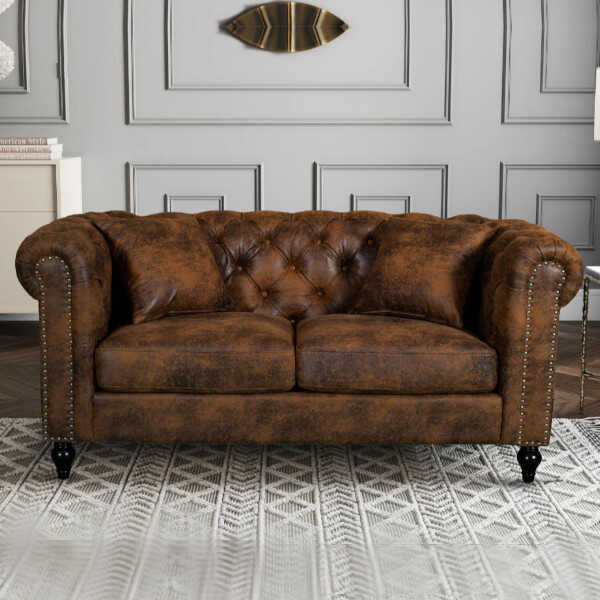brown suede chesterfield sofa hire ii