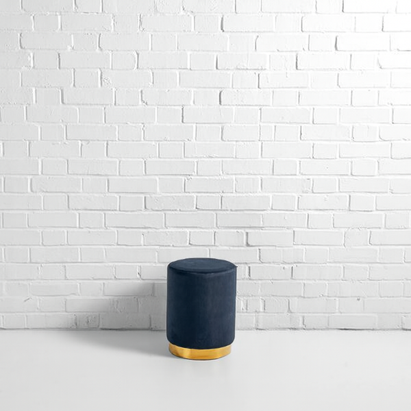 velvet pouffe hire black small