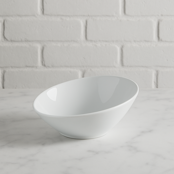white angled serving bowl 23cm