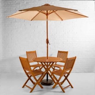 Teak Garden Umbrella And Base