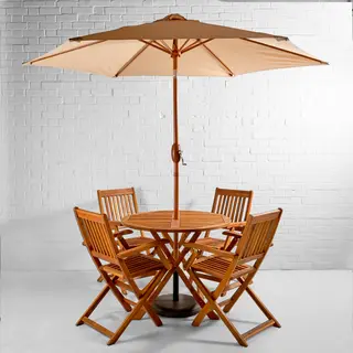 Teak Garden Umbrella And Base