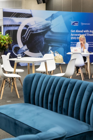 Exhibition furniture hire in London with lounge seating, tables, and displays for trade shows and expos.